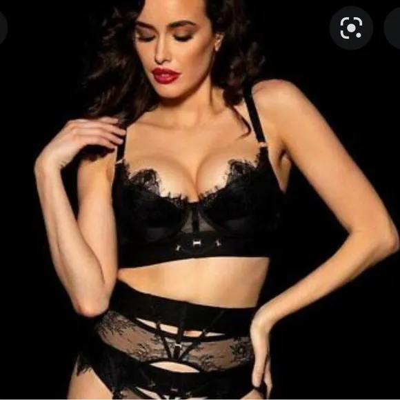 ♡UNICORN RARE HB™ ☆Belinda☆ BLACK Shimmer Garter Belt♡ HTF Size XL♡ BNWT♡