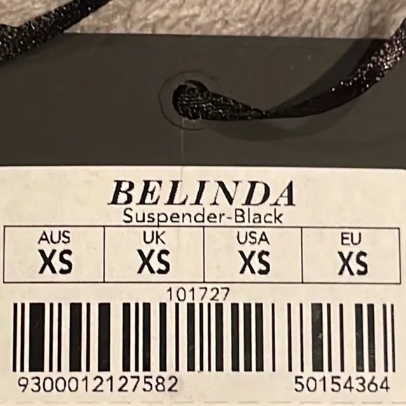 ♡UNICORN RARE HB™ ☆Belinda☆ BLACK Shimmer Garter Belt Size♡ Size XS. BNWT♡