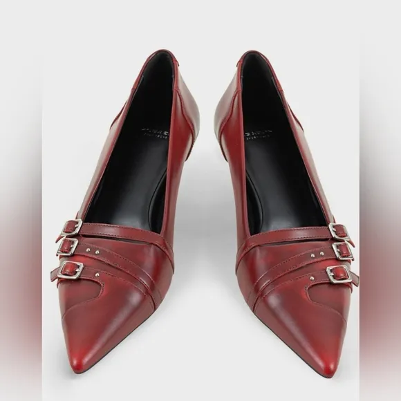 Vagabond Red Heels with Pointed Toe and Straps Size 36EU 6US