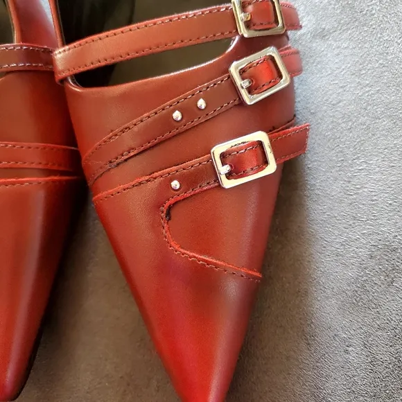 Vagabond Red Heels with Pointed Toe and Straps Size 36EU 6US