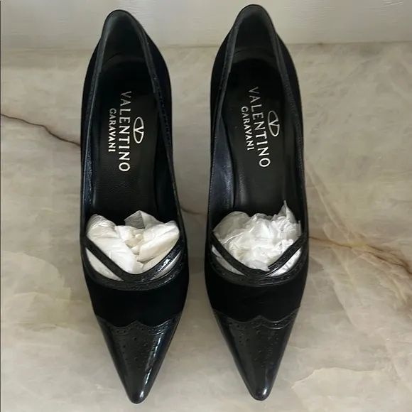 Valentino Black Patent Leather suede Stiletto Heels