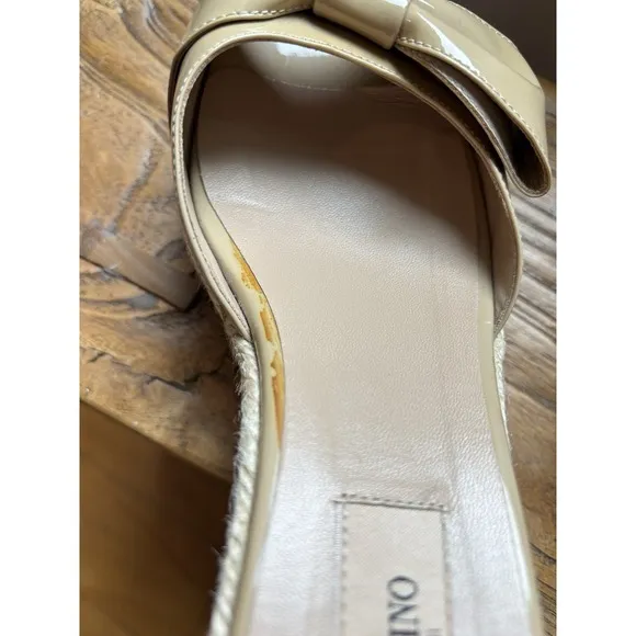 Valentino MENA Wedge Sandals Size 38 Bow Slide Patent Espadrille Slides Italy