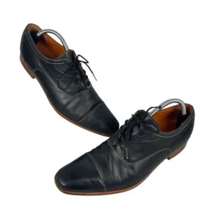 Van Lier men's classic black oxford dress‎ shoes size 10, contrast stitching