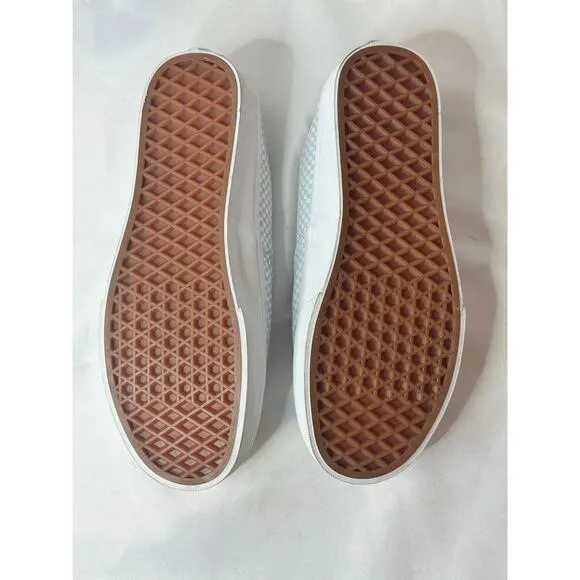 VANS CLASSIC SLIP ON CHECKBOARD LACE UP MULES POWDER BLUE/WHITE Size 7.5
