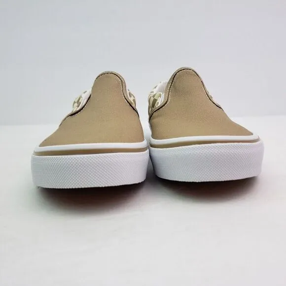 Vans Kinds Kids Size 3Y Neutral Brown white Checkerboard Classic Slip On Shoes