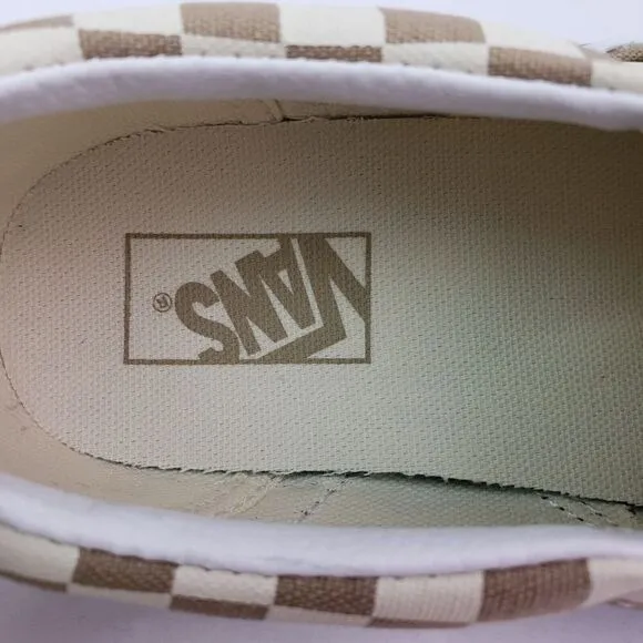 Vans Kinds Kids Size 3Y Neutral Brown white Checkerboard Classic Slip On Shoes