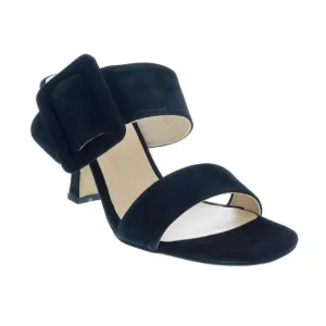 Ventutto Black Wide Buckle High Heel Slide
