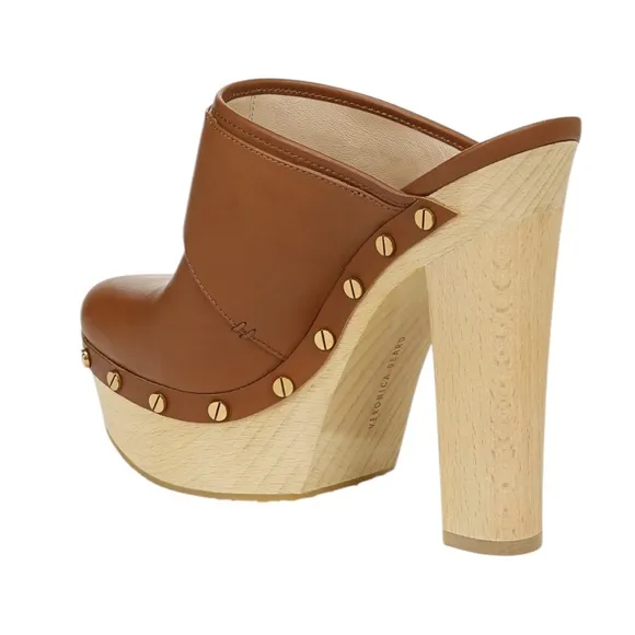 Veronica Beard Alek Brown Leather Heeled Buckle Clogs – Sz 10.5M