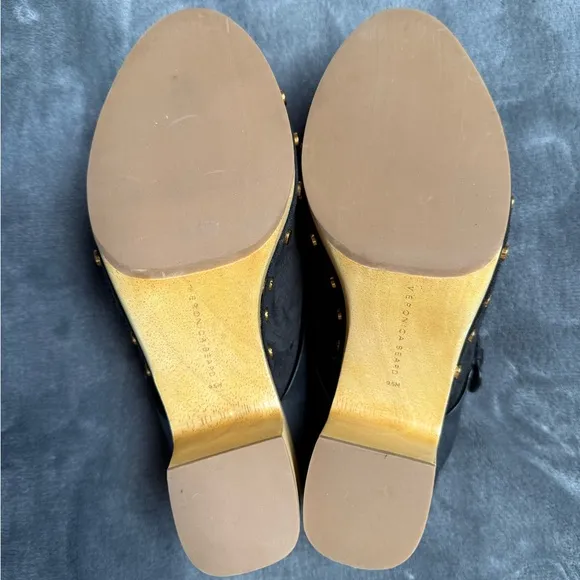 Veronica Beard Black Suede Wooden Clogs