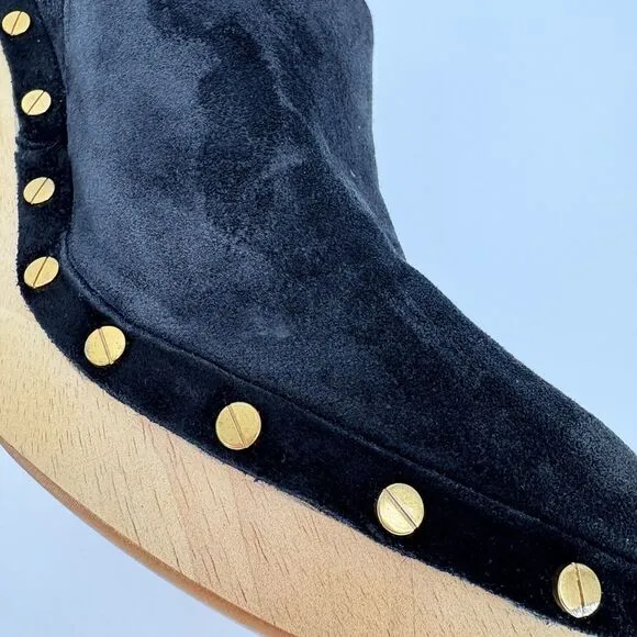 Veronica Beard Grita Black Suede Studded Heeled mules Slip‎ On Clogs Size 9M