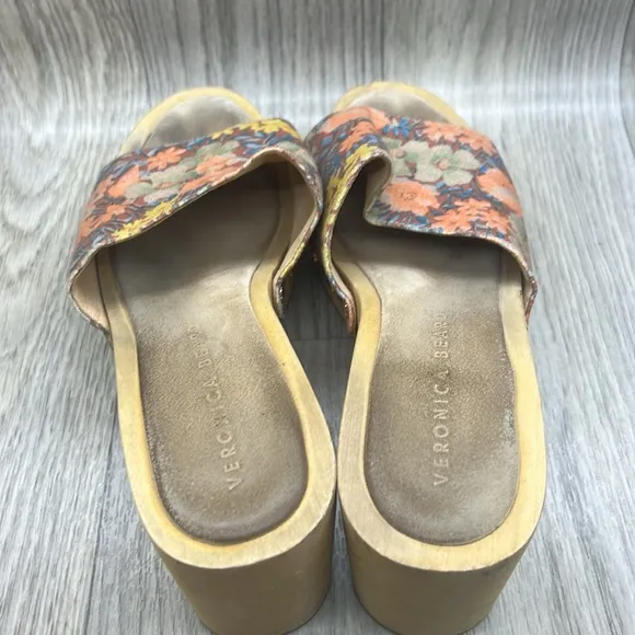 Veronica Beard Hannalee Floral  Heeled Open Toe Clogs Mules