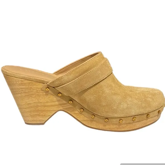 VERONICA BEARD Hendrix Suede Buckled Gold Studded Clog/Mule 9.5