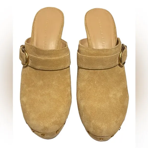 VERONICA BEARD Hendrix Suede Buckled Gold Studded Clog/Mule 9.5