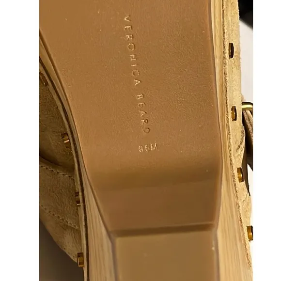 VERONICA BEARD Hendrix Suede Buckled Gold Studded Clog/Mule 9.5