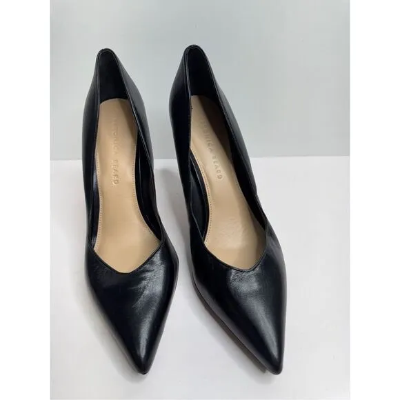 Veronica Beard Pumps Size 9 Black Pointed Toe Leather Slip On Heels