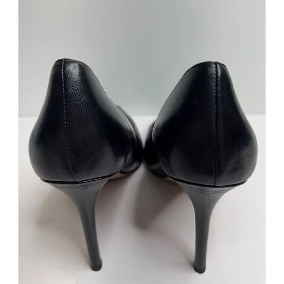 Veronica Beard Pumps Size 9 Black Pointed Toe Leather Slip On Heels
