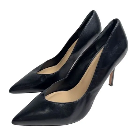 Veronica Beard Pumps Size 9 Black Pointed Toe Leather Slip On Heels
