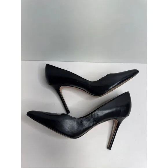 Veronica Beard Pumps Size 9 Black Pointed Toe Leather Slip On Heels