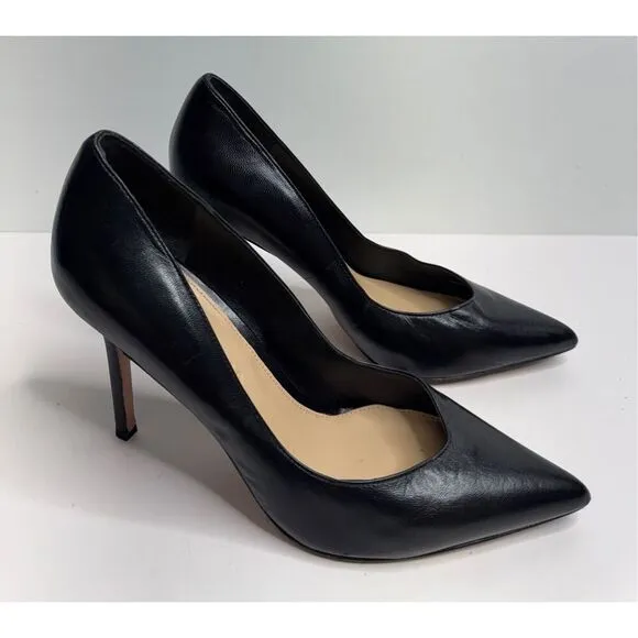 Veronica Beard Pumps Size 9 Black Pointed Toe Leather Slip On Heels
