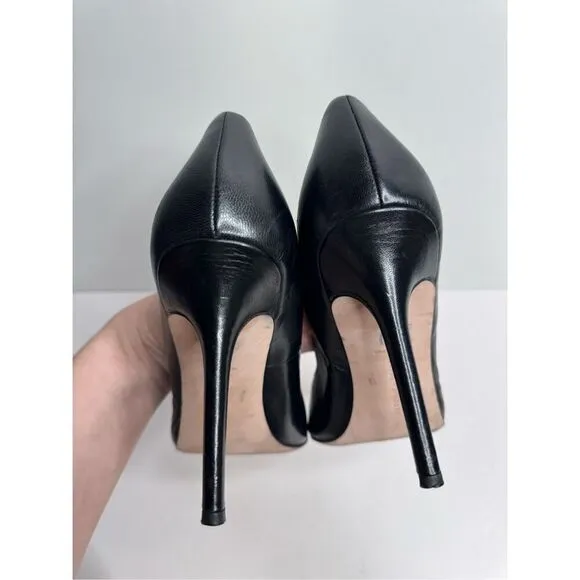 Veronica Beard Pumps Size 9 Black Pointed Toe Leather Slip On Heels