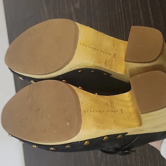 Veronica Beard Suede Clogs Wedge Hendrix Heels Mules Slip On Chunky 6.5