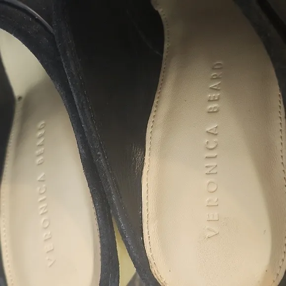 Veronica Beard Suede Clogs Wedge Hendrix Heels Mules Slip On Chunky 6.5