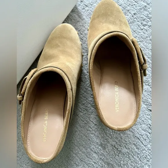 Veronica Beard Suede Heeled Clogs