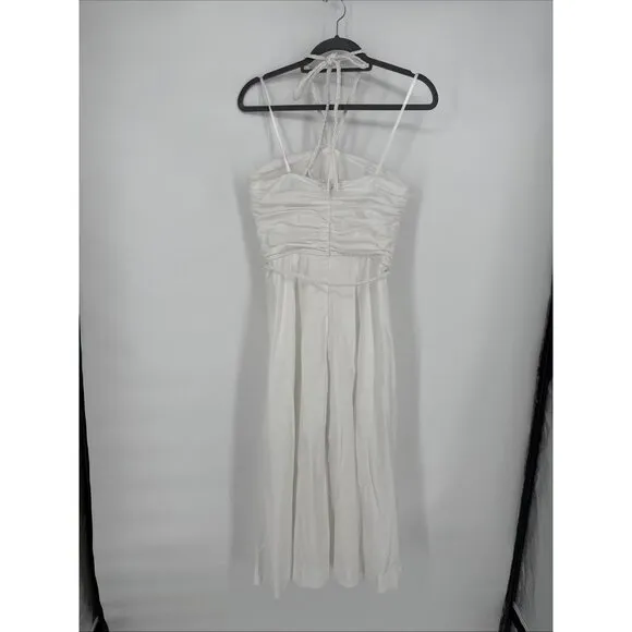Veronica Beard Women's Size 8 White Tucker Braided Halter Midi Dress
