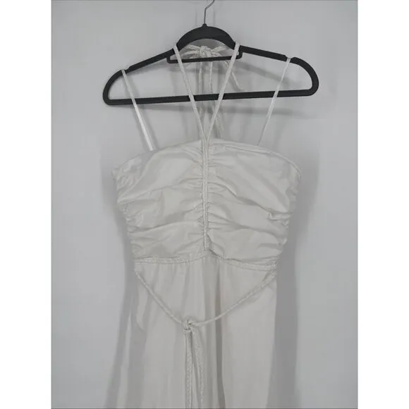 Veronica Beard Women's Size 8 White Tucker Braided Halter Midi Dress