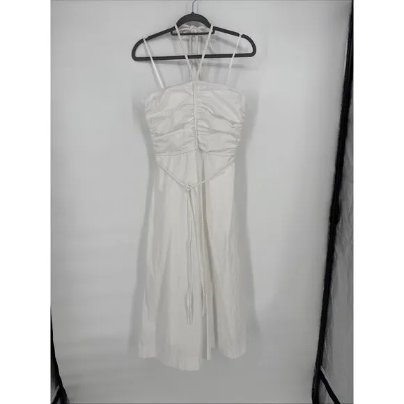 Veronica Beard Women's Size 8 White Tucker Braided Halter Midi Dress
