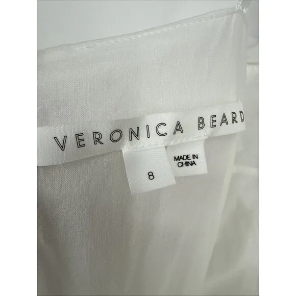 Veronica Beard Women's Size 8 White Tucker Braided Halter Midi Dress