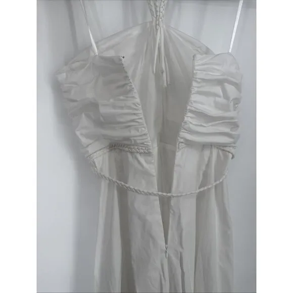Veronica Beard Women's Size 8 White Tucker Braided Halter Midi Dress