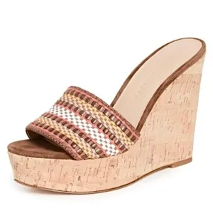 Veronica Beard Women's Size 9 Brown  Neutral Dali Woven Wedge Sandals Shoes