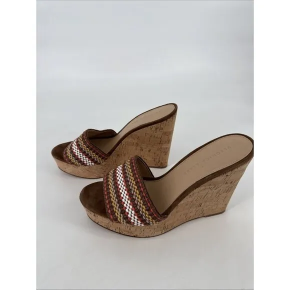 Veronica Beard Women's Size 9 Brown  Neutral Dali Woven Wedge Sandals Shoes