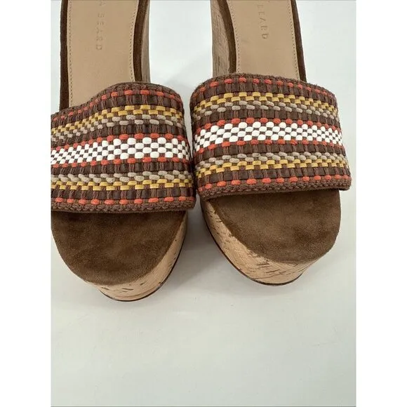 Veronica Beard Women's Size 9 Brown  Neutral Dali Woven Wedge Sandals Shoes