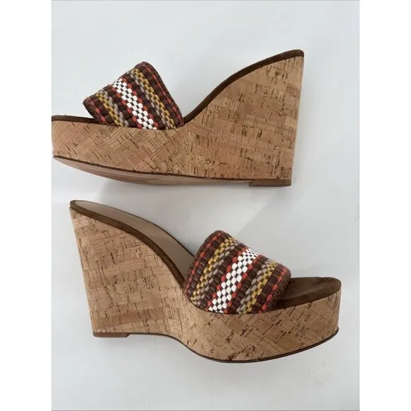 Veronica Beard Women's Size 9 Brown  Neutral Dali Woven Wedge Sandals Shoes