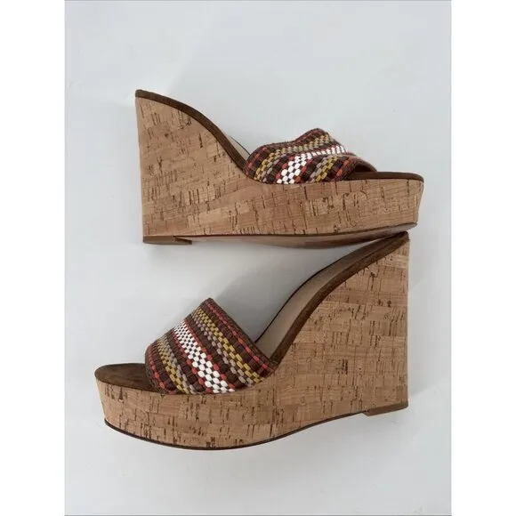 Veronica Beard Women's Size 9 Brown  Neutral Dali Woven Wedge Sandals Shoes