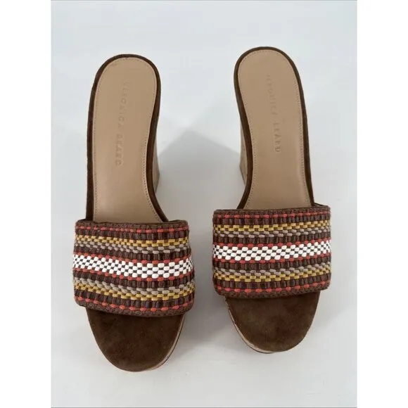 Veronica Beard Women's Size 9 Brown  Neutral Dali Woven Wedge Sandals Shoes