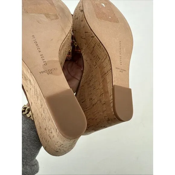 Veronica Beard Women's Size 9 Brown  Neutral Dali Woven Wedge Sandals Shoes