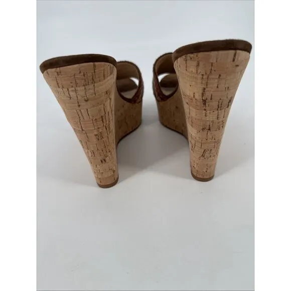 Veronica Beard Women's Size 9 Brown  Neutral Dali Woven Wedge Sandals Shoes