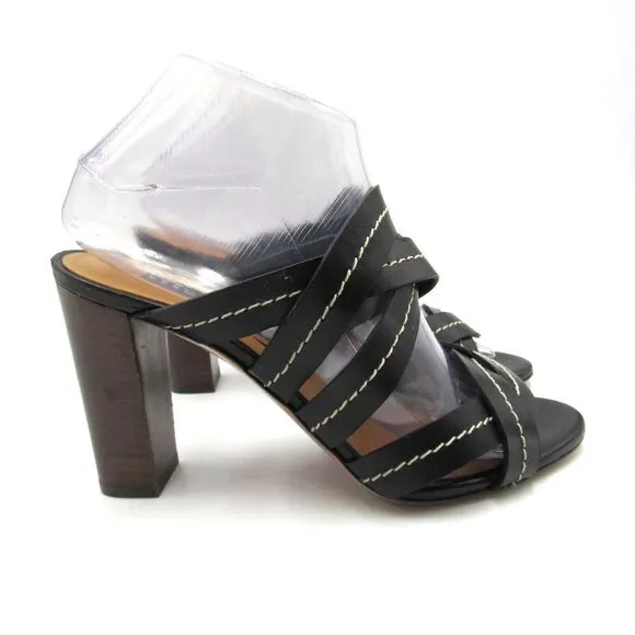 Veronica Beard Black Macey Vachetta Stitch Heels