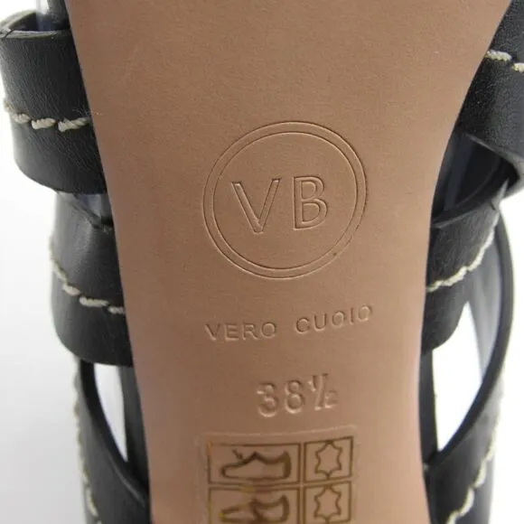 Veronica Beard Black Macey Vachetta Stitch Heels
