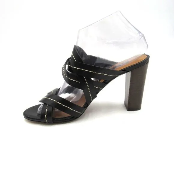 Veronica Beard Black Macey Vachetta Stitch Heels