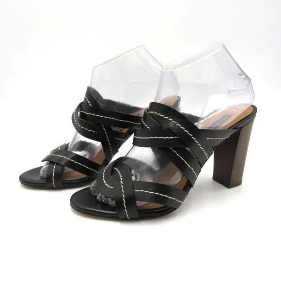 Veronica Beard Black Macey Vachetta Stitch Heels