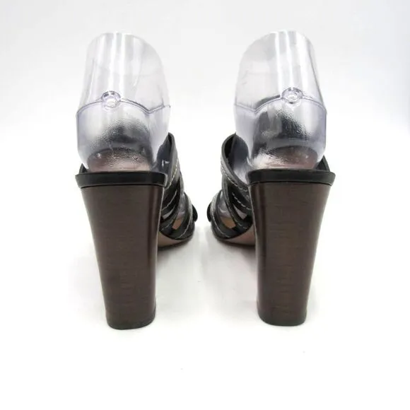 Veronica Beard Black Macey Vachetta Stitch Heels