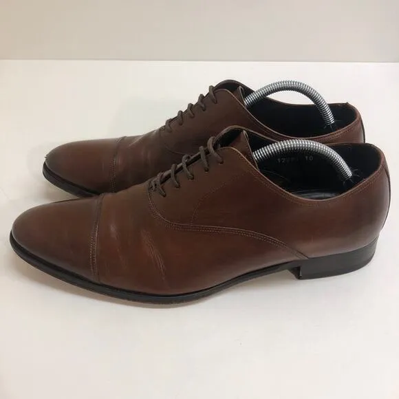 VERY GOOD To Boot New York Brandon Cap Toe Oxfords Brown Leather Men's Size 10