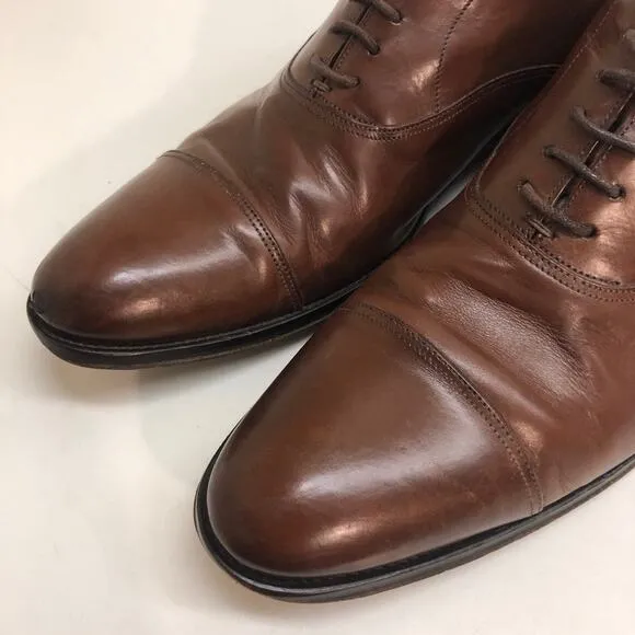 VERY GOOD To Boot New York Brandon Cap Toe Oxfords Brown Leather Men's Size 10