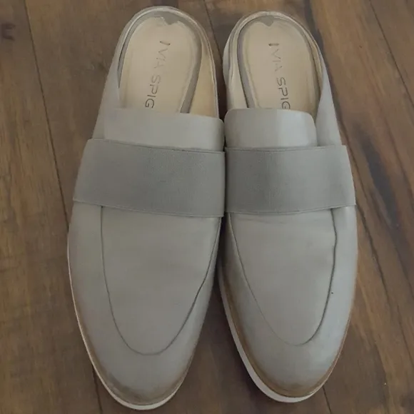 Via Spiga - Gray Suede Slip on Loafers Mules