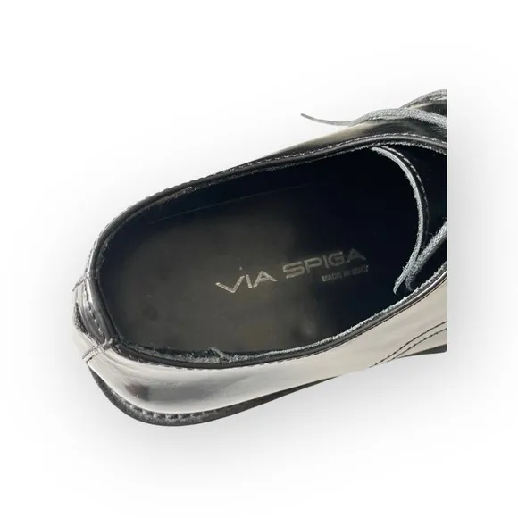 Via Spiga ✦ Oxford Sleek Shine Lace Up Dress Shoe ✦ Black Leather ✦ Men’s 9 ✦