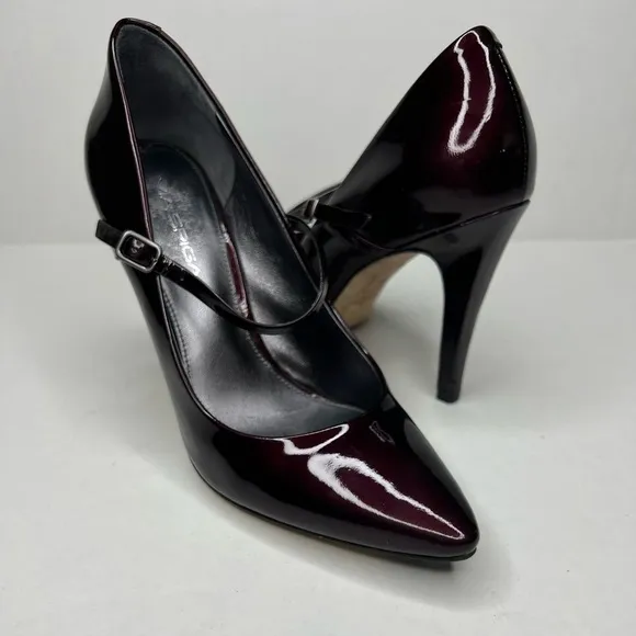 Via Spiga Pointed Toe Adjustable Strap Heels in Burgundy